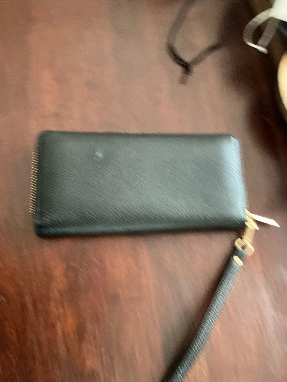 Michael Kors Black Pebbled Leather Zip Clutch Wallet with Gold Logo